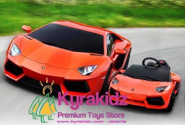 Mainan Mobil Aki Lamborghini Aventador  Orange Kyrakidz