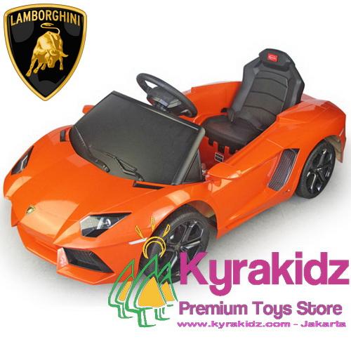 Mainan Mobil Aki Lamborghini Aventador  Orange Kyrakidz